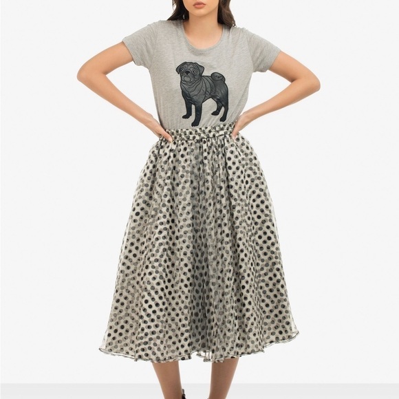 Anthropologie / NWT Dhruv Kapoor Kimmi A-Line Polka dot sheer Midi Skirt XS - Picture 7 of 9